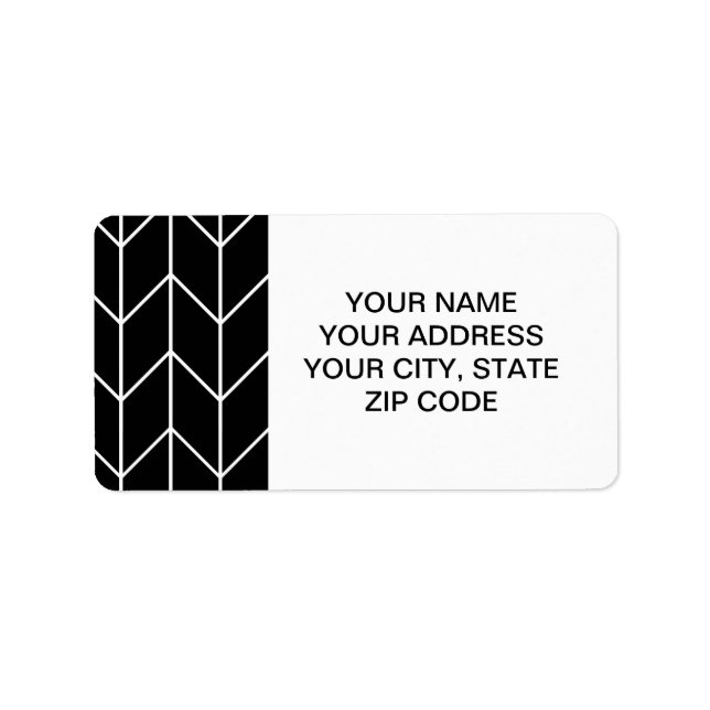 Étiquette Blanc Chevron noir Arrière - plan moderne chic (Devant)