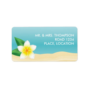 Étiquette Blanc Frangipani Tropical Beach Mariage