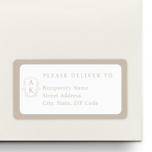 Étiquette Blason de mariage Monogramme Nom Adresse individue