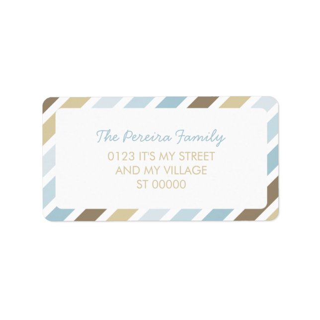Étiquette Bleu Brown Diagonal Motif de bande simple trié (Devant)