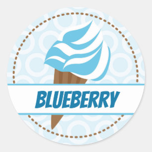 Étiquette bleu de cercle de crème glacée
