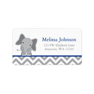 Étiquette Bleu marine mignon de Chevron d'éléphant