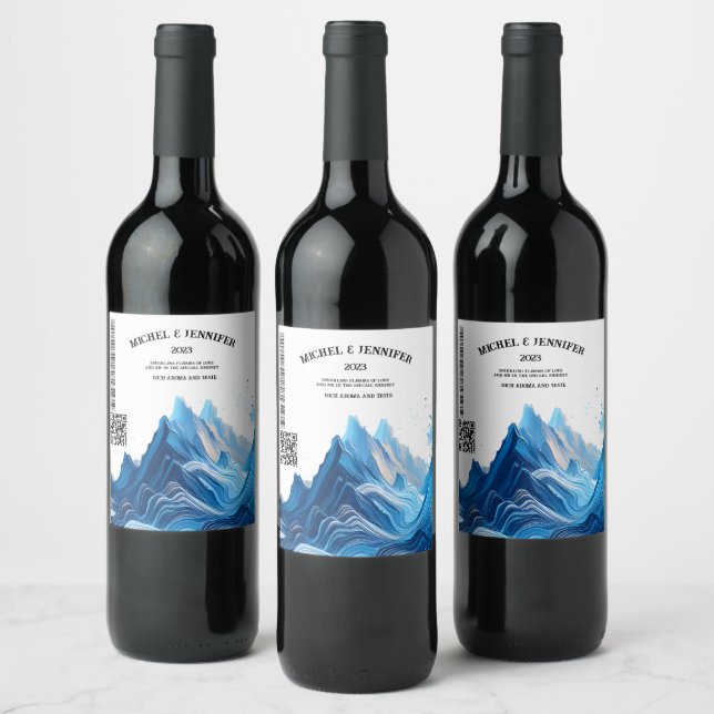 Étiquette bleu pour Mariage (Bouteilles)