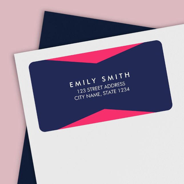 Étiquette Bloc de couleur Vibrant rose bleu moderne Adresse (Créateur téléchargé)