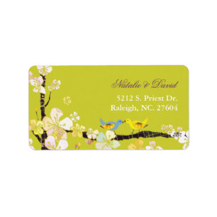 Étiquette Blossoming Love Spring Green Mariage Adresse