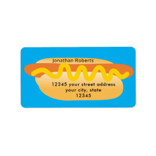 Étiquette Blue Cool Funny Hot Dog Novelty Adresse de retour