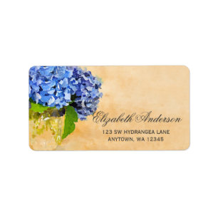 Étiquette Blue Hydrangea Aquarelle Mason Jar