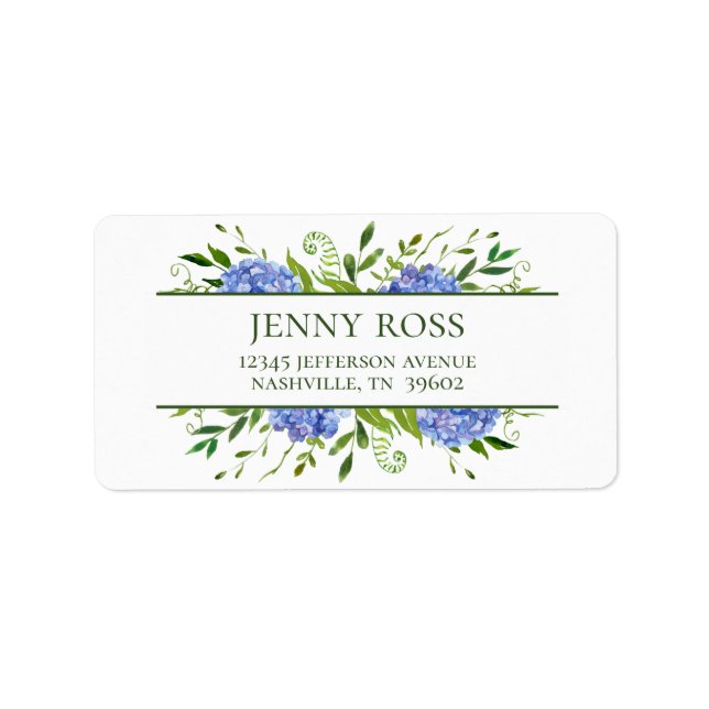 Étiquette Blue Hydrangeas Baby shower Adresse de retour (Devant)