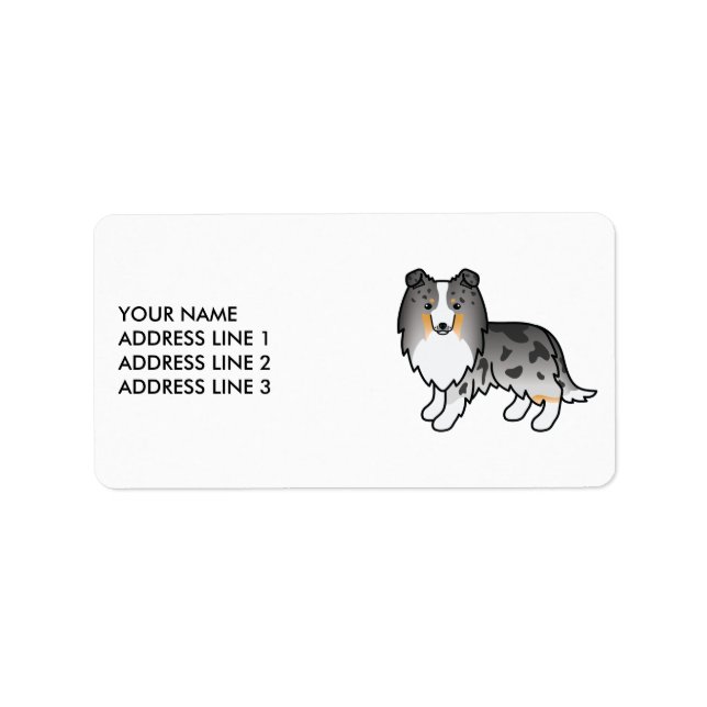 Étiquette Blue Merle Shetland Sheepdog Chien et texte person (Devant)