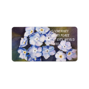 ÉTIQUETTE BLUE OUBLIEZ-MOI NOTES FLORALES