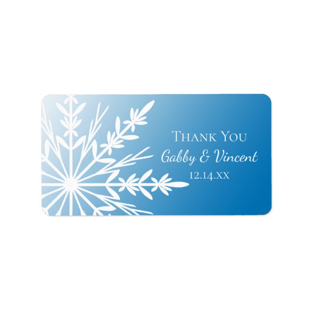 Étiquette Blue Snowflake Hiver Mariage Merci Favor Tags (Devant)