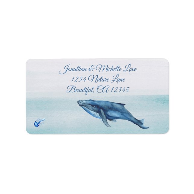 Étiquette Blue Whale and Jellyfish Ocean Beach Adresse (Devant)