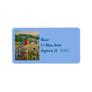 Étiquette Bluebird Cornflower Été Ferme d'été Aquarelle 