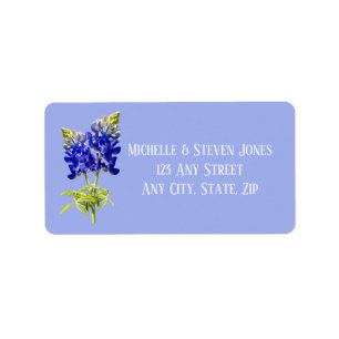 Étiquette Bluebonnets du Texas sur le bleu ardoise, mariage