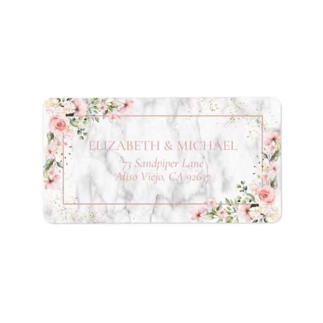 Étiquette Blush Gold Greenery Dusty rose Floral Adresse (Devant)