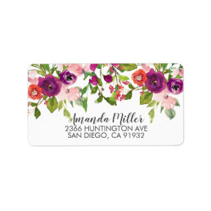 Étiquette Blush Pink & Marsala Flora Adresse de retour