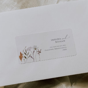 Étiquette Boho Automne Fleur sauvage Mariage RSVP Adresse de