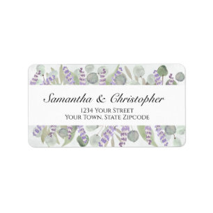 Étiquette Boho Chic Eucalyptus & Lavender Adresse du Mariage