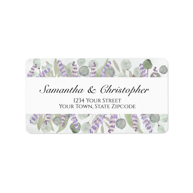 Étiquette Boho Chic Eucalyptus & Lavender Adresse du Mariage (Devant)