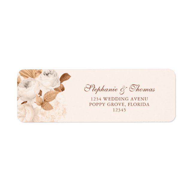 Étiquette Boho Copper et White Return Address (Devant)