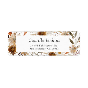 Étiquette Boho Fall Floral Return Adresse
