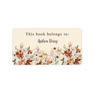 Étiquette Boho Fleur sauvage Ce Livre Appartient À