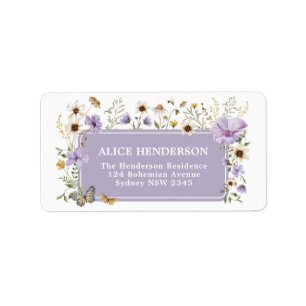 Étiquette Boho Purple Fleur sauvage Garden Party Adresse de 