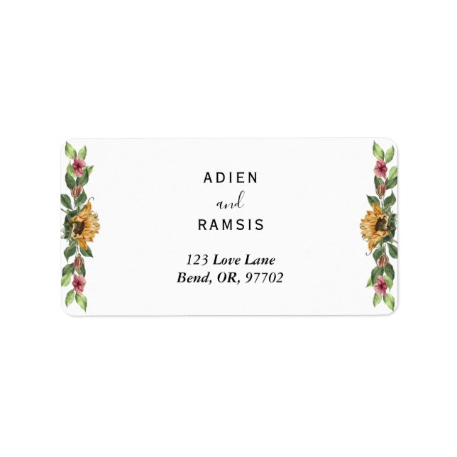 Étiquette Boho Sunflower Mariage Adresse de retour Label (Devant)