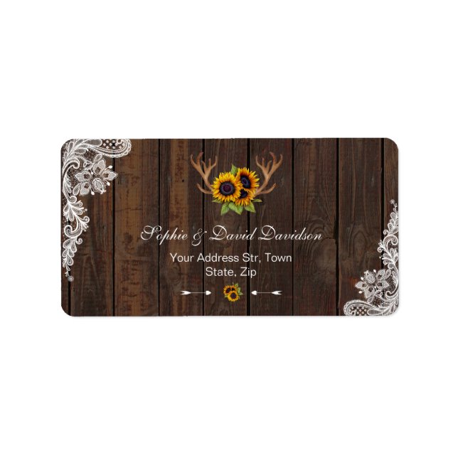 Étiquette Boho Sunflowers Antlers Programme de mariage en de (Devant)