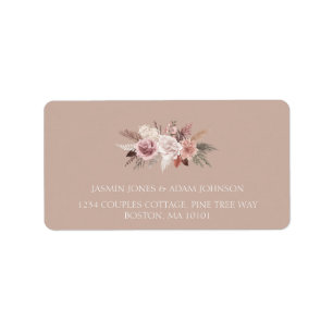 Étiquette Boho Terracotta Mariage floral neutre séché