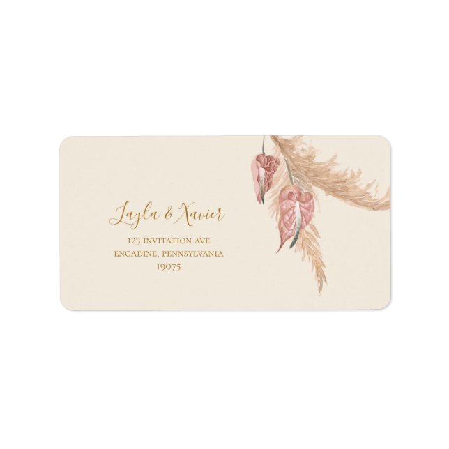 Étiquette Boho Tropical Botanical Ivory Wedding Adresse RSVP (Devant)