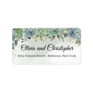 Étiquette Boho verdure succulents eucalyptus cadre or