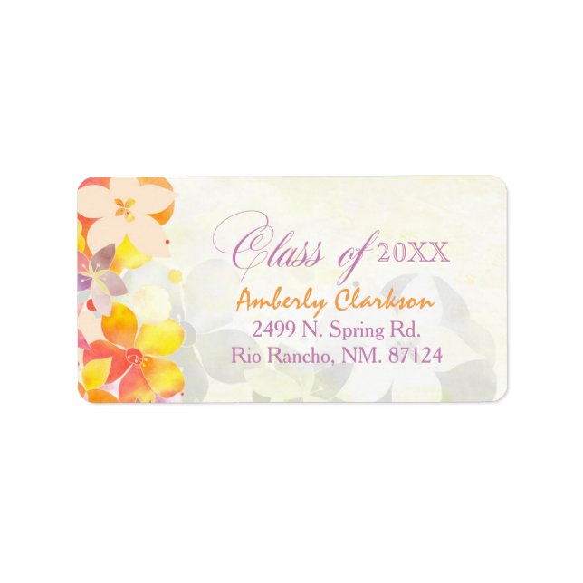 Étiquette Boho Watercolor Flowers Graduation (Devant)