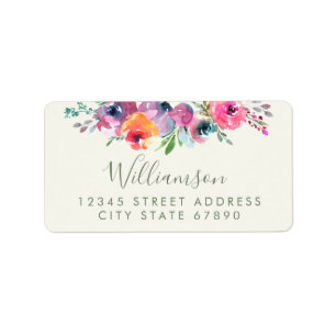 Étiquette Boho Watercolor Flowers Moderne Élégant Adresse
