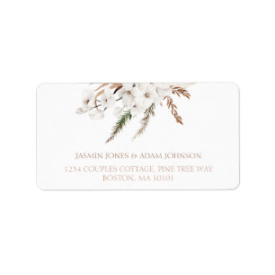 Étiquette Boho White Orchidées Pampas Grass Mariage