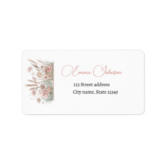 Étiquette Boho Wildflower Pink Floral Return Address Label