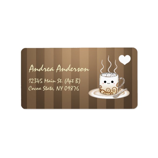 Étiquette Boisson de cacao chaud Cute kawaii (Devant)