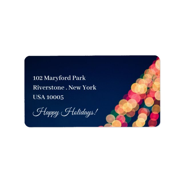 Étiquette Bokeh Tree Lights, Noël (Devant)