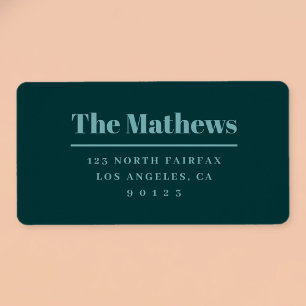 Étiquette Bold Retro-Moderne Adresse de retour Dark Green Aq