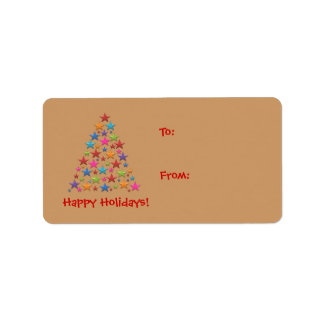 Étiquette Bon Arc-en-ciel Étoiles Noël Arbre cadeau Lable