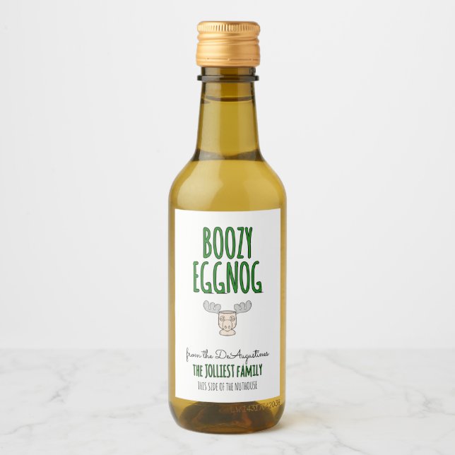 Étiquette Boozy Eggnog Bottle fait maison (Devant)