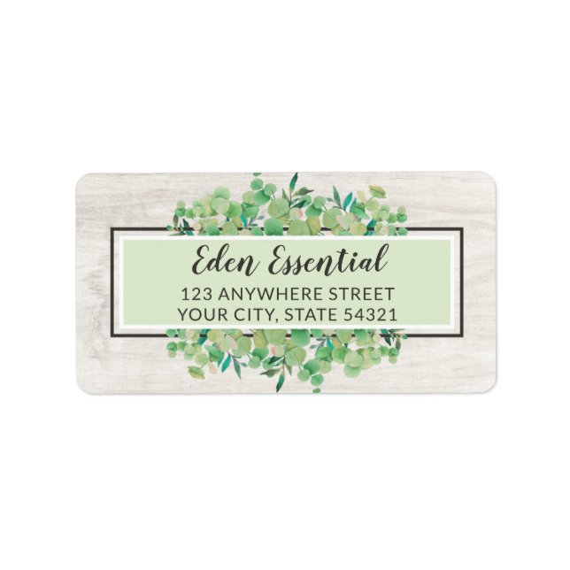 Étiquette Botanical Green Eucalyptus & Wood Adresse (Devant)