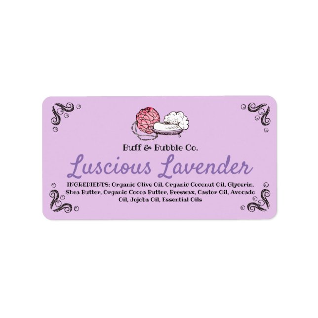 Étiquette Bouffée de savon bouffé sel de bain de savon fait  (Devant)