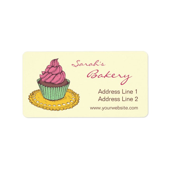 Étiquette Boulangerie Cupcake Adresse professionnelle Étique (Devant)