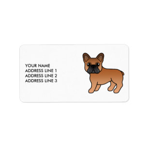 Étiquette Bouledogue français rouge mignon dessin animé de c