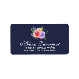 Étiquette Bouquet de fleurs Rose aquarelle