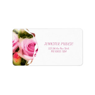 Étiquette Bouquet rose Floral Art Flowers Élégant Adresse