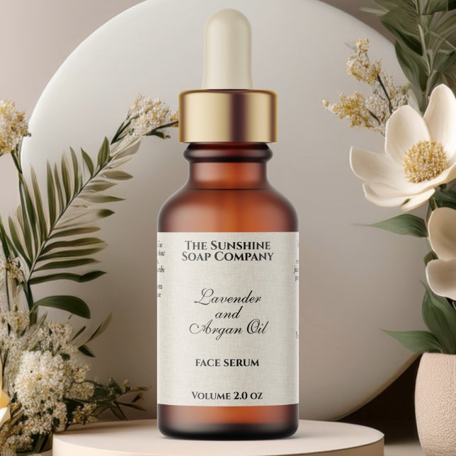 Étiquette Bouteille compte-gouttes en papier toile de lin be (Créateur téléchargé)