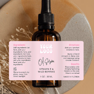 Étiquette Bouteille compte-gouttes rose Rétro Branché 1 OZ 3