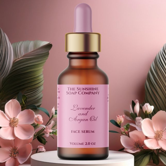 Étiquette Bouteille de goutte classique de cosmétiques roses (Créateur téléchargé)